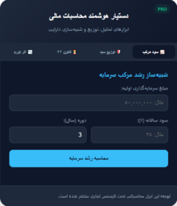 ابزارک هوشمند محاسبات مالی و مدیریت سرمایه پلاس (نسخه تجاری مستقل)